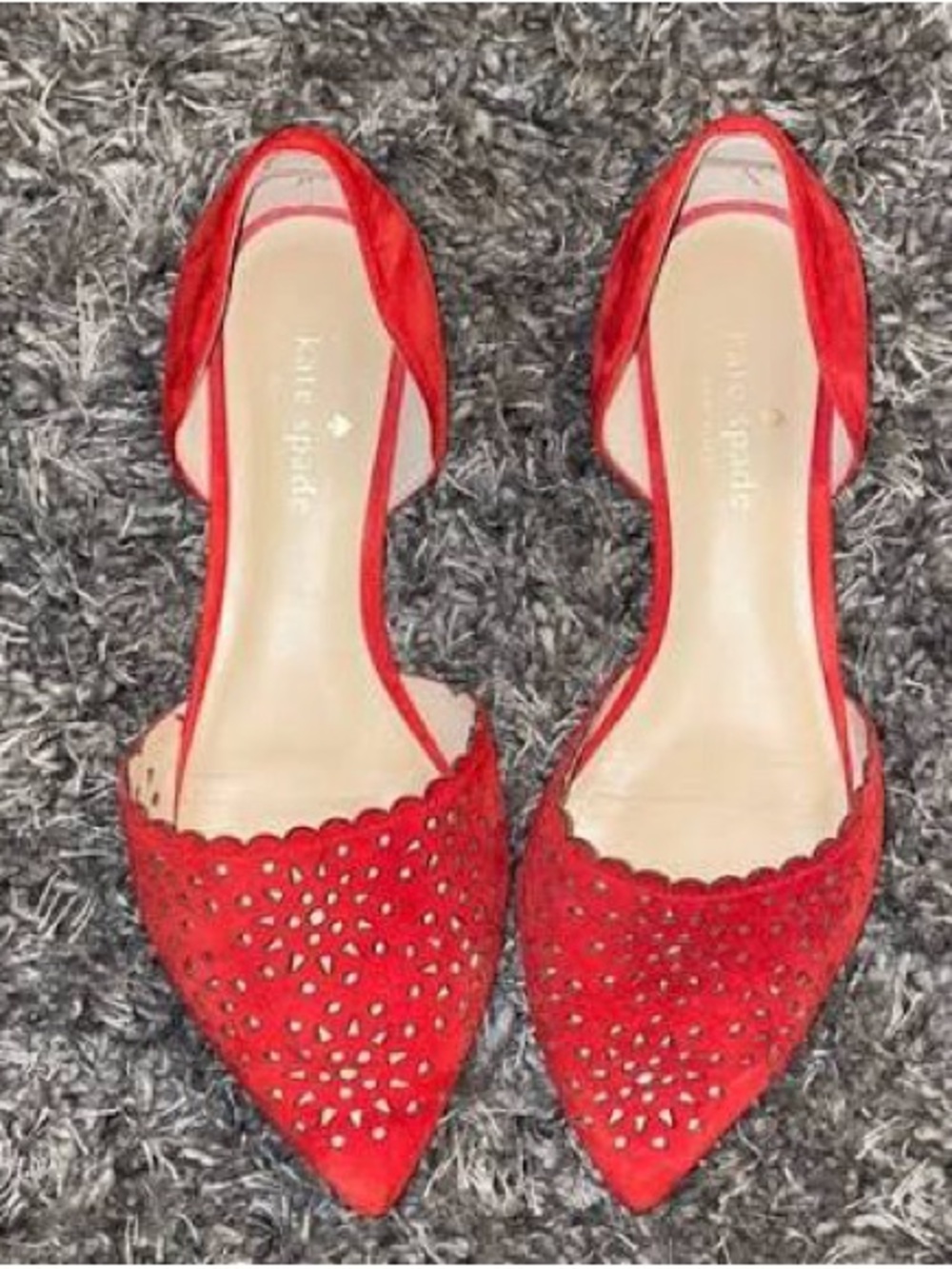 Kate Spade Maraschino Red Cut-Out Pointed Flats